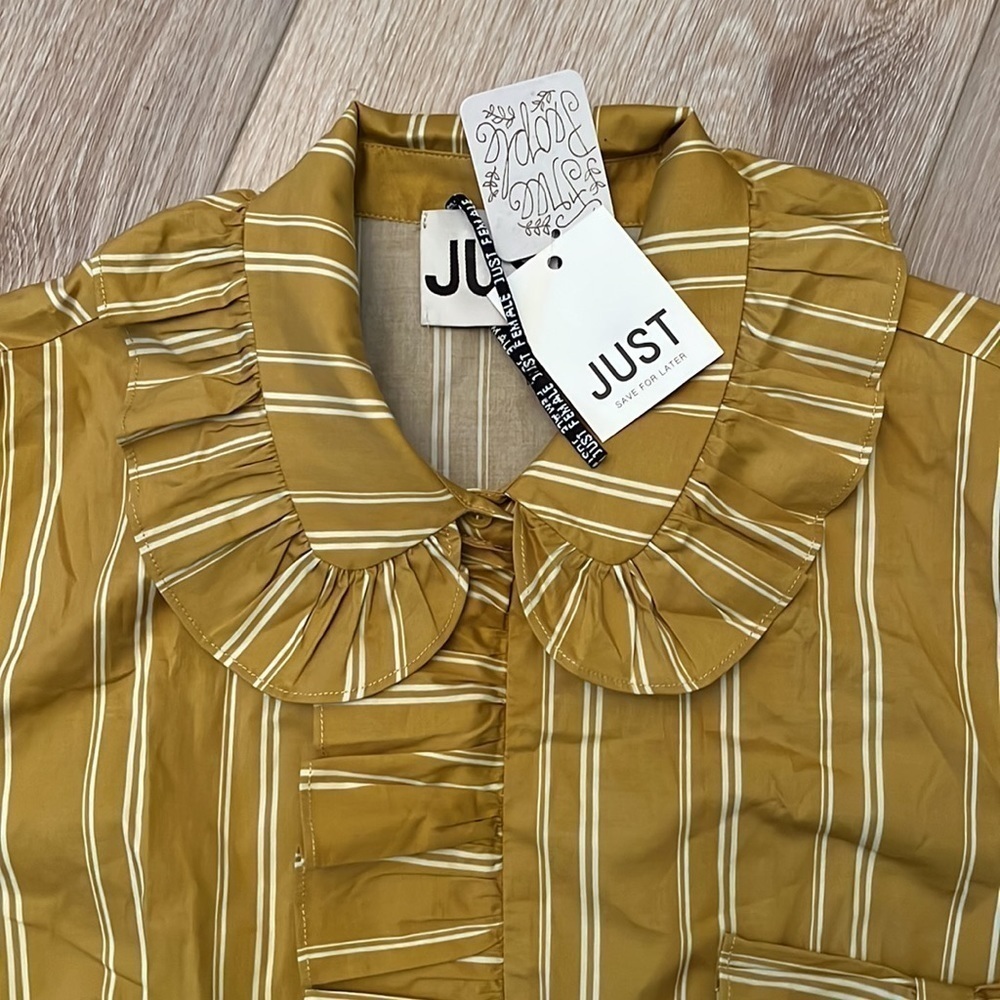 Yellow Striped Blouse with Ruffle Detail - Picture 5 of 12